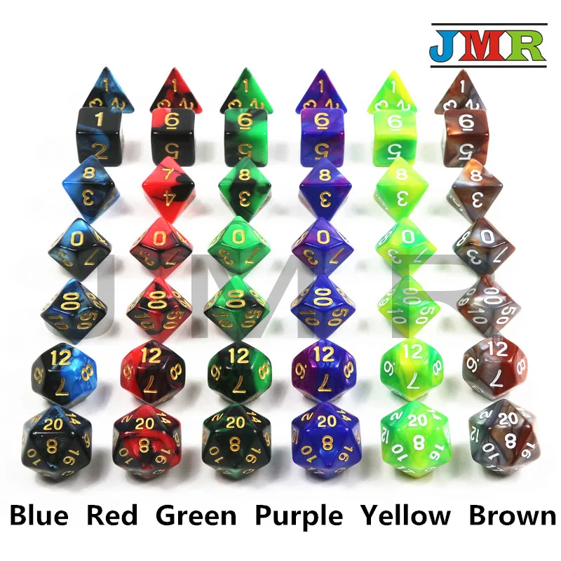 Набор из 7 штук Daodas De RpgDice с эффектом туманности DnD D4 d6 d8 d10 d12 d20 многогранные кости