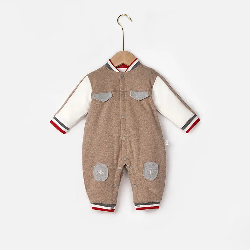 

2019 New Autumn Winter Warm Baby Boy Suits Long Sleeve Patchwork Rompers Pure Cotton Infant Clothes Babies Fashion Outfit