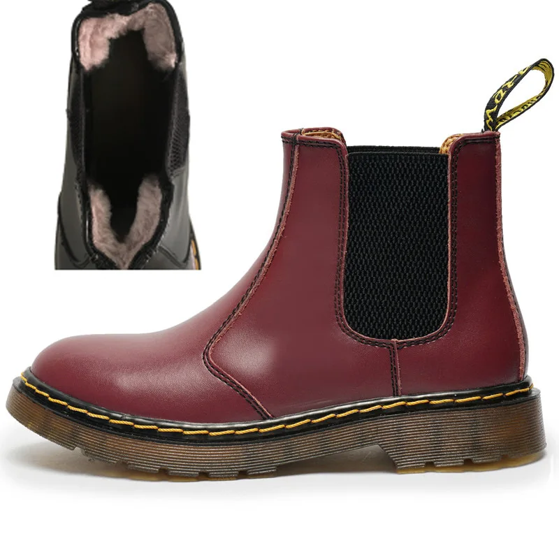 Обувь больших размеров; сезон осень-зима; Новинка; кожаная обувь в стиле ретро; обувь «Челси», увеличивающая рост - Цвет: red and velvet