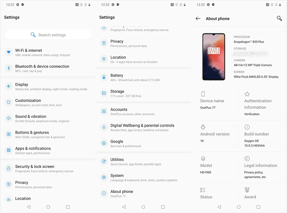 Мобильный телефон с глобальной ПЗУ OnePlus 7 T 7 T 8 Гб 256 Гб ПЗУ, Восьмиядерный процессор Snapdragon 855 Plus, камера 6,55 МП с тройной камерой, экран 3800 дюйма, мАч