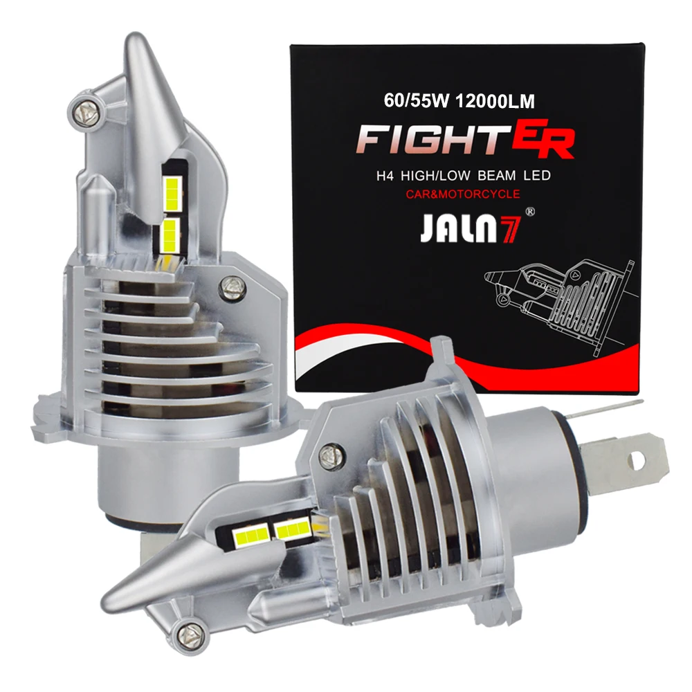 JALN7 H4 9003 LED Headlight Bulb HS1 HB2 12V 24V 60/55W Fighter H4 Led Bulb for Car Motorcycle Headlight CSP Chip 6500K 3000K