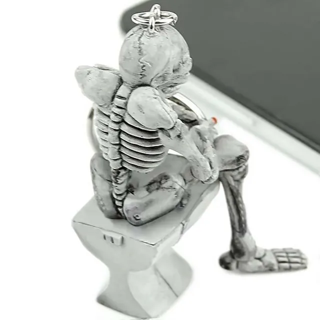 1pc Skull Sitting Toilet Keychain Skeleton Pendant Keyring Charms