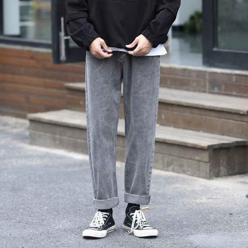 

Large Size Korean-style Base Versatile Jeans Japanese-style Long Pants Casual Hong Kong Style Pendant Sense Men's Trousers Nk10