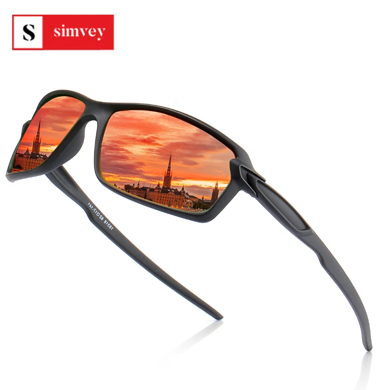 

Simvey Classic Sports Running Sunglasses Retro Mens HD Polarized Driving Sun Glasses Mirror Lens Fishing Biker Sunglasses UV400