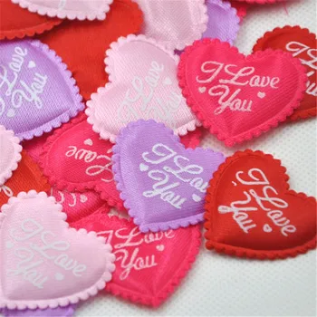 

50 pcs Mix Color Color Padded fabric heart sewing/Appliques/baby Lots A269