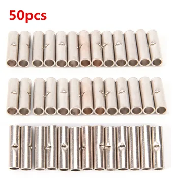

50PCS 14-16AWG Uninsulated Butt Connectors Crimp Terminals Non Insulated Crimping Tube DIY Electrical Wire Sleeve Seamless