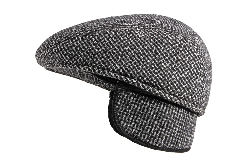 Мужская шерстяная шапка, Толстая теплая зимняя шапка для мужчин, высокое качество, плюща, газетчик, плоская кепка, винтажная шапка с ушками, папа, берет, Мужская кепка