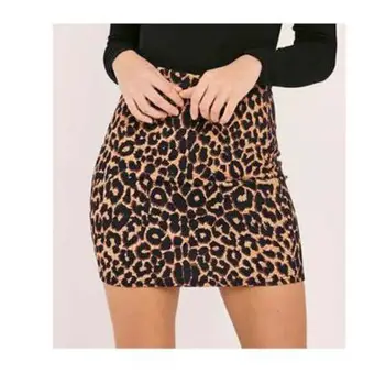 

Sexy Women Leopard Skirt 2020 Spring Summer High Waist Elastic Bodycon Bandage Leopard Mini Short Pencil Skirts S-L