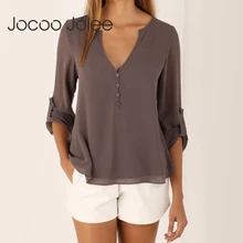 Jocoo Jolee модная женская блузка для женщин размера плюс 5XL шифоновая блузка с длинным рукавом элегантные женские свободные топы шикарная женская одежда Jocoo Jolee модная женская блузка для женщин размера плюс 5XL шифоновая блузка с длинным рукавом элегантные женские свободные топы шикарная женская одежда