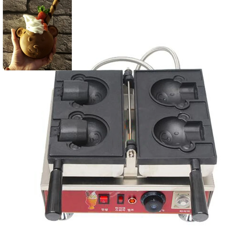 電気クマ型ワッフルマシン,アイスクリーム用たい焼きパン屋,110v,220v 240vワッフルメーカー AliExpress