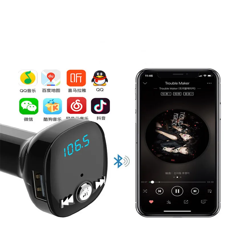 Автомобильное зарядное устройство 3.4A Автомобильный MP3-плеер Bluetooth громкой связи голосовая навигация TF карта fm-передатчик