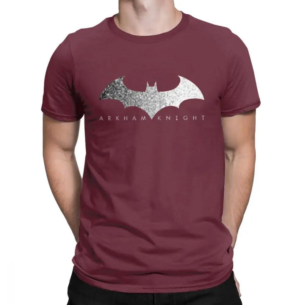 Мужская футболка с логотипом Midnite Star Batman Arkham Knight Pixel, винтажные футболки из чистого хлопка с круглым вырезом, топы с коротким рукавом и принтом - Цвет: Gold