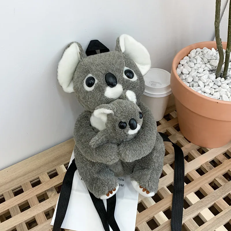 Mother and Kids Koala Bear Plush Backpack Toys Animals Key Phone Coin Purse Bag Dolls Gift for Kids Friends 2020 New Arrival  (5)