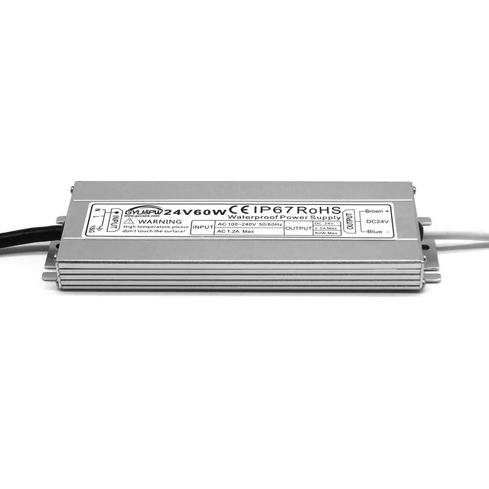 Ультратонкий источник питания IP67 Водонепроницаемый 24V 2.5A 60W Трансформатор 100-240v AC DC24V сетевой адаптер для использования вне помещения для светодиодной полосы света CCTV