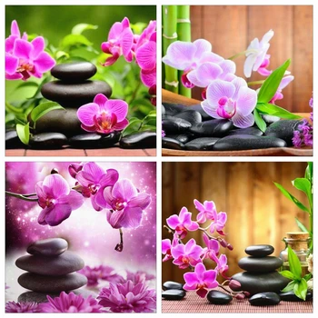 

Huacan 5D Diamond Painting Orchid Full Square&Round Diamond Embroidery Mosaic Flower Art New Arrival Home Decor