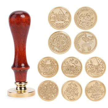 

1pc Fire Paint Seal Wax Seal Stamp Head Wooden Handle Set For Wedding Christmas Invitation Signature Kids Toy