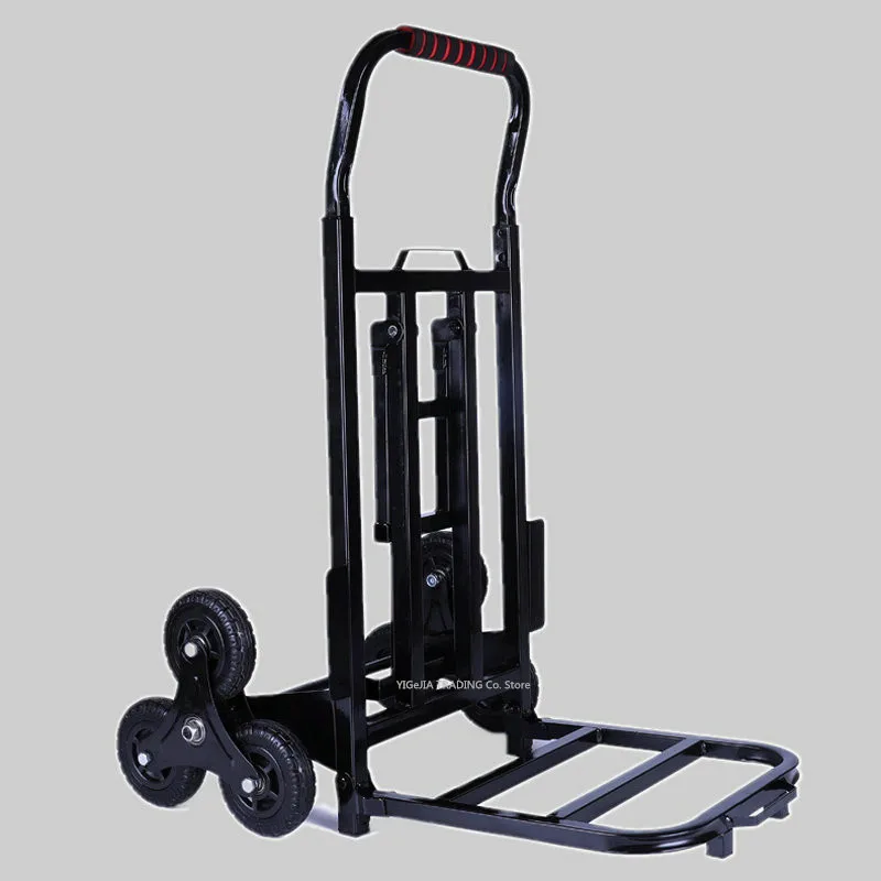 Heavy Duty Hand Truck Large Capacity Stair Climbing Cart, Portable Trolley with Three-Wheel Chassis, Folding Luggage Wagon