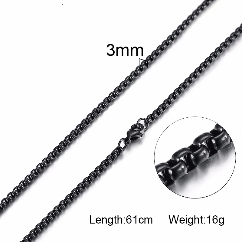 Sleek Round Box Chain Necklace - Gold, Silver, Black Plated Stainless Steel, Unisex Jewelry Gift, Adjustable Length