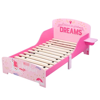 

LANGRIA Toddler Kid Bed Unicorn Children Sleeping Bedroom Furniture With Side Guardrails Full Bed Frame With Built-In Headboard