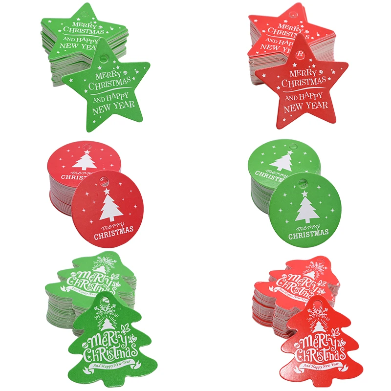 50pcs Christmas Series Tags Paper Gift Label Tag DIY Crafts Hang Tag Gift Baking Wrapping Decorative Gift Card Christmas Favors