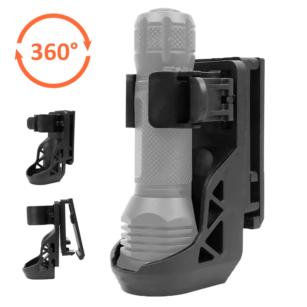 360° Tactical Flashlight Holster Lever Side Lock System with Adjustable