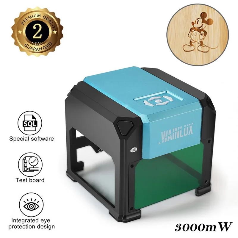 3W pulpit, USB grawer laserowy zakres 80x80mm maszyna Logo DIY Mark drukarki frez CNC 3000mw grawerowanie laserowe maszyny