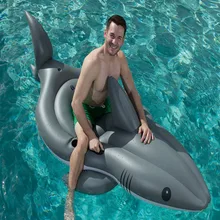 Bestway, утолщенная большая белая акула, для взрослых, водное крепление, надувная подушка с подстаканником, плавающая кровать, несущий подшипник 130 кг
