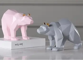

Geometric Sculpture Handicraft Resin Origami Bear Furniture Bedroom Study Decoration Rabbit and Cat Statues Statue Escultura