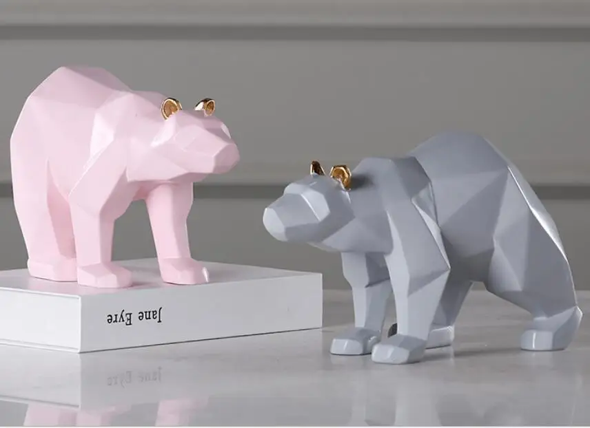  Geometric Sculpture Handicraft Resin Origami Bear Furniture Bedroom Study Decoration Rabbit and Cat - 4000207862789