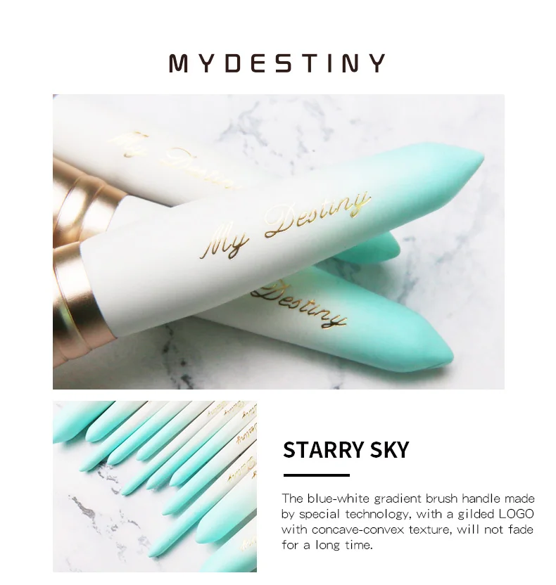 MyDestiny Кисть для макияжа-белый лед 12 шт. BASF волоконные волосы косметические кисти набор-основа Румяна Пудра-инструменты для макияжа для начинающих