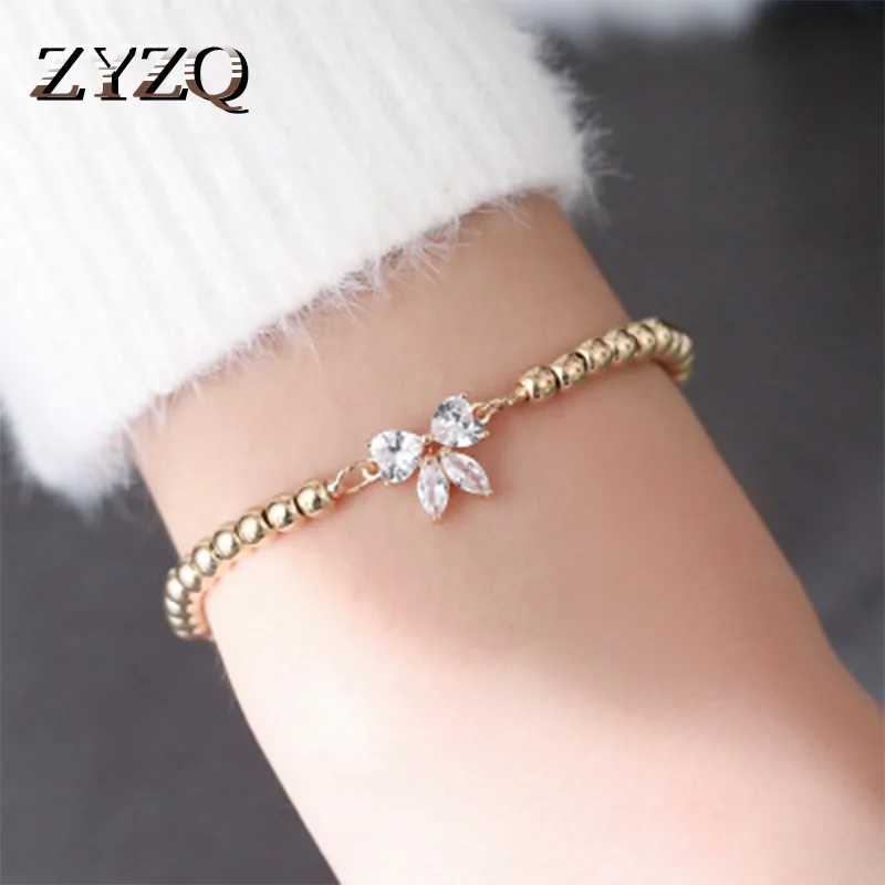 

ZYZQ Lovely Dazzling Bracelets For Women Romantic Wedding Engagement Bowknot Shaped Jewelry With Shiny Cubic Zircon Stone Hot
