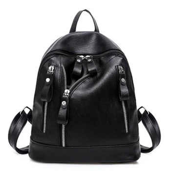 

Soft Leather Backpack Women Fashion All-Match Female Backpack Simple Student Backpack Female Bag