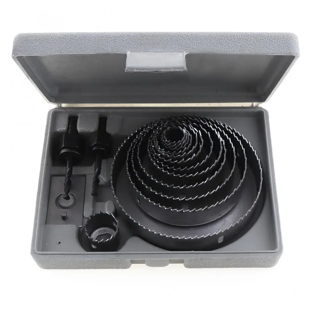 

13pcs /lot 19-127mm Hole Saw Bit Cutting Set Kit Drilling Tool Round Case Drill Bits for Gypsum Board / PVC Board Hole Saw