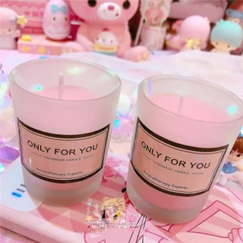 

Scented Pink Candles Wedding Decoration Wedding Gift Holder Glass Wax Candle Light Aroma Fete Candele Cera Party Candles DD6LZ