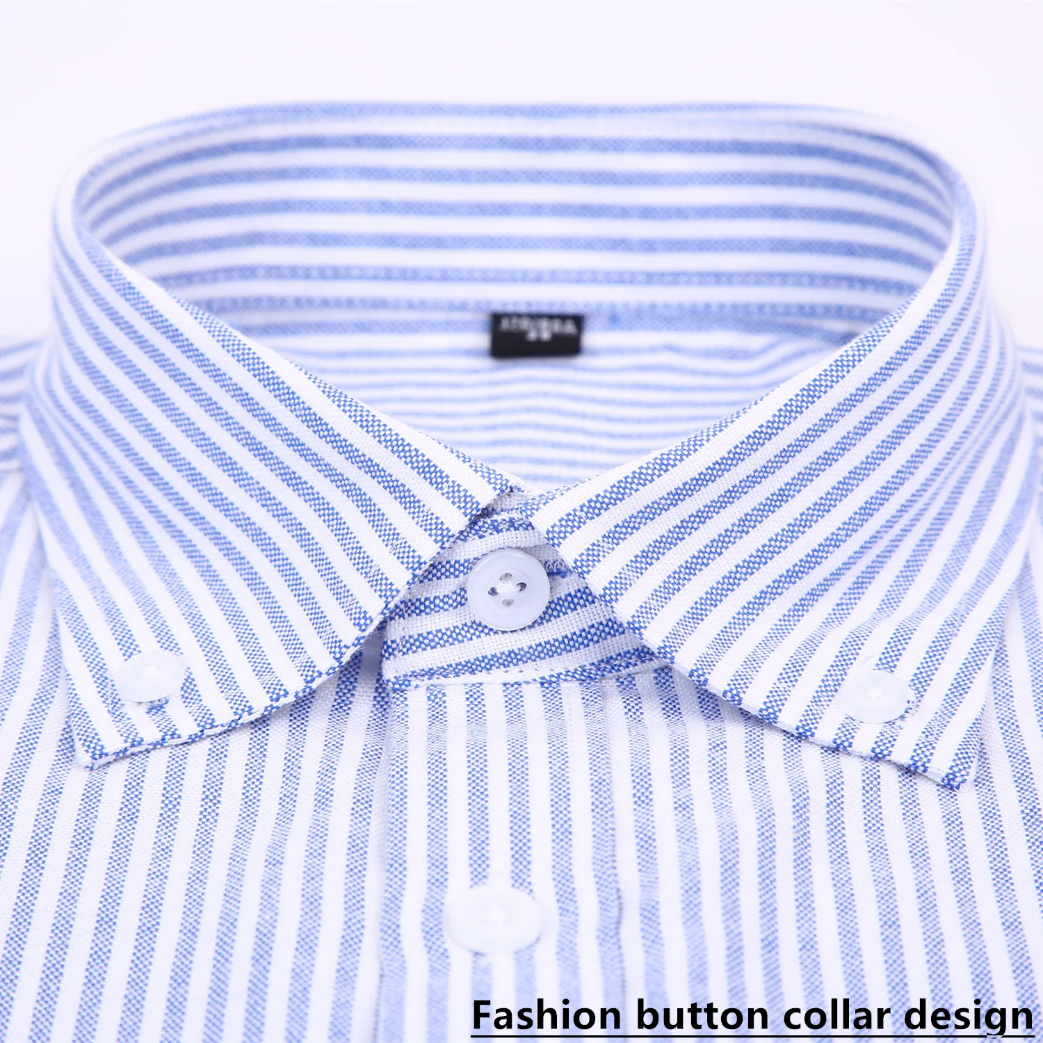 Kopen Oxford Streep Mannen Toevallige Lange Mouwen Slim Fit Shirt Zachte Comfortabele Lente Herfst Mannelijke Sociale Overhemd Kraag Knop Ontwerp