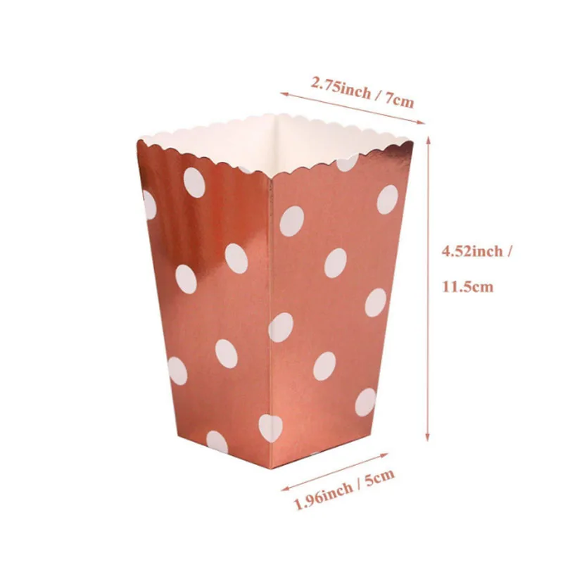 popcorn box 6pcs Розовый Золотой горошек Рождественская вечеринка украшения бумажный стаканчик, тарелка соломенный стол покрытие шампанского золото точка принадлежности для тематической вечеринки посуда - Цвет: popcorn box 6pcs