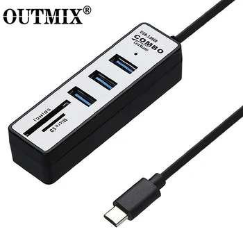 

Muiti USB Hub 3.0 USB C Hub USB Splitter 3.0 Type C Hub 3 Port USB-C Hab With SD Card Reader All In One For Computer Laptop Dock