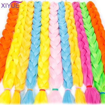 

XIYUE 82 Inches Jumbo Braids Long Ombre Jumbo Synthetic Braiding Hair Blonde Pink Blue Grey Hair Extensions African Women