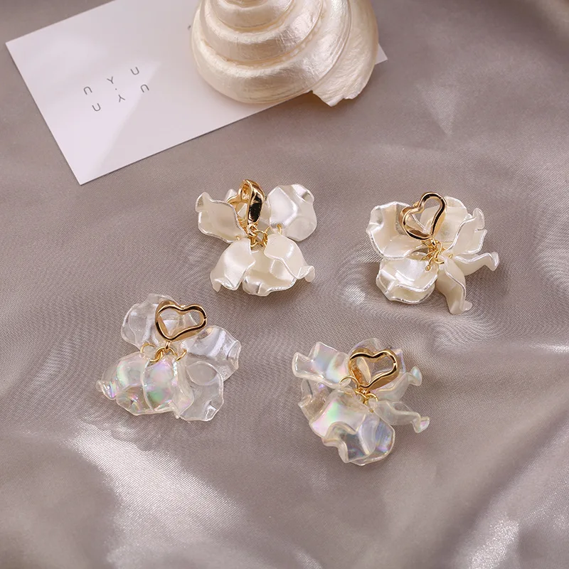 

2020 New Trendy Elegant Acrylic Shell Flower Drop Earrings For Women Students Fashion Geometric Metal Party Pendiente