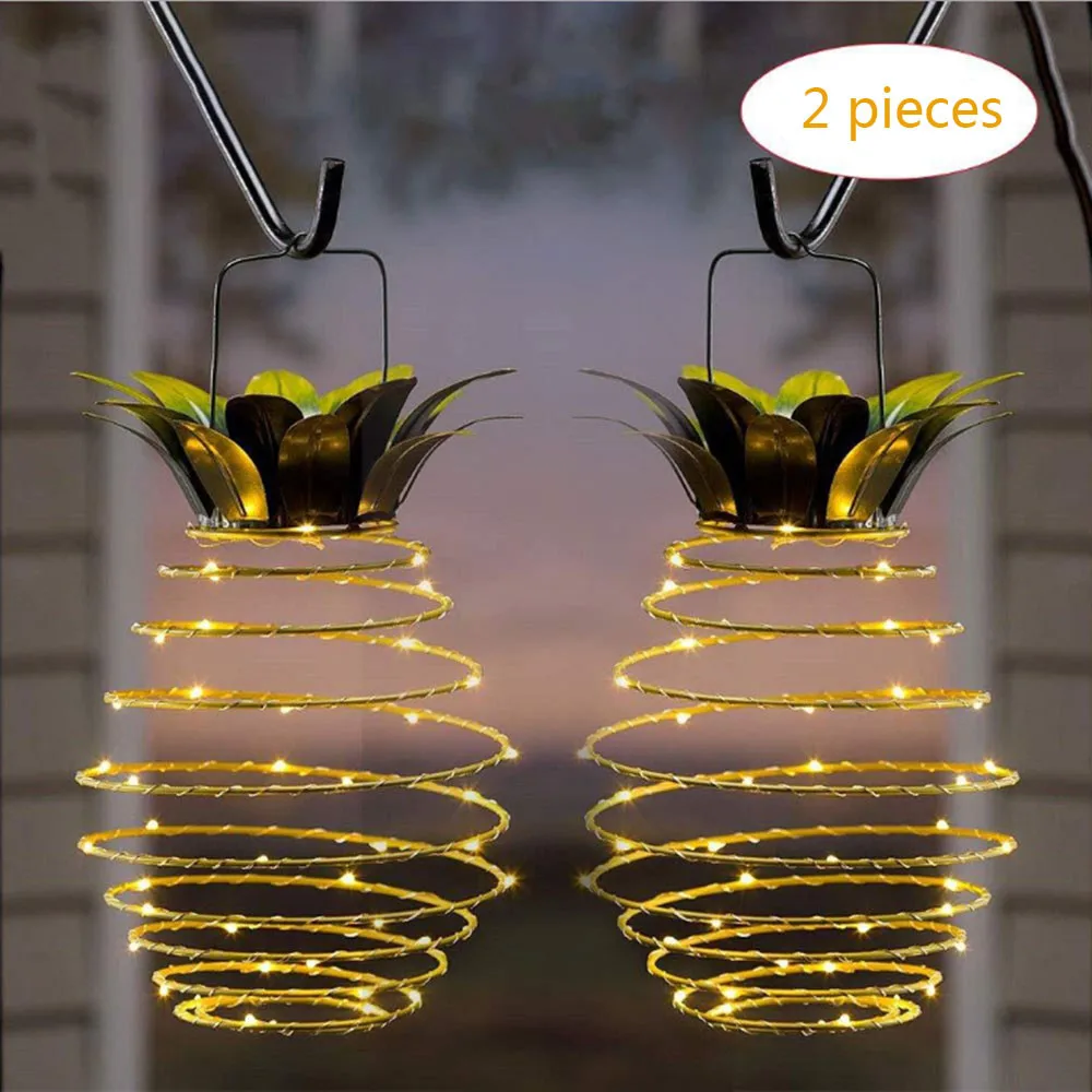 Lampada Solare Ananas Stile Ferro Bianco Caldo Led Corda Di Rame Decorazione Del Cortile Esterno Impermeabile Percorso Del Giardino Luci Fatate