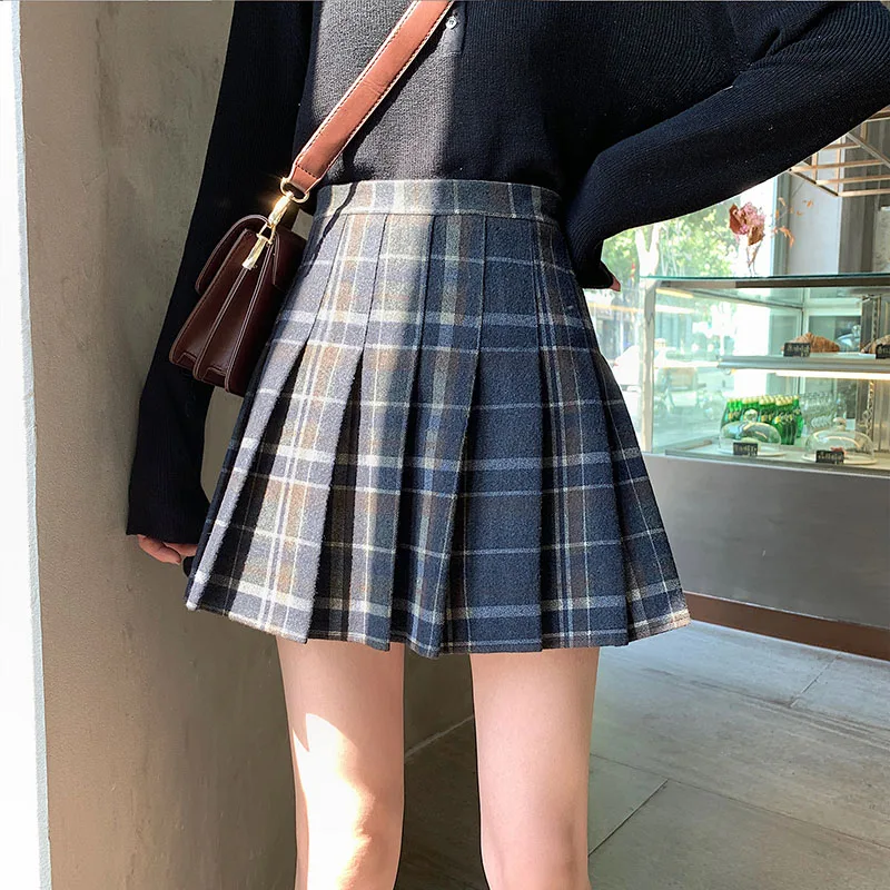Faldas mujer moda юбка с высокой талией плиссированная клетчатая Элегантная стильная весенне-осенняя Новая модная брендовая Популярная женская одежда женская новая