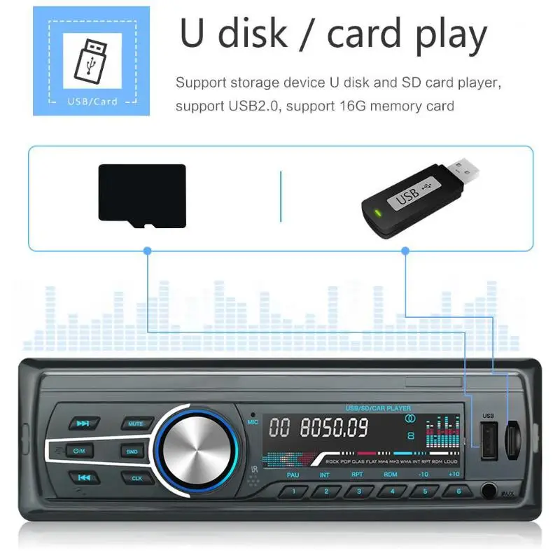 1 Din автомобильный Радио плеер в тире стерео аудио RM-JQ1583C USB FM радио Bluetooth Hands-free головное устройство MP3 музыкальный плеер универсальный