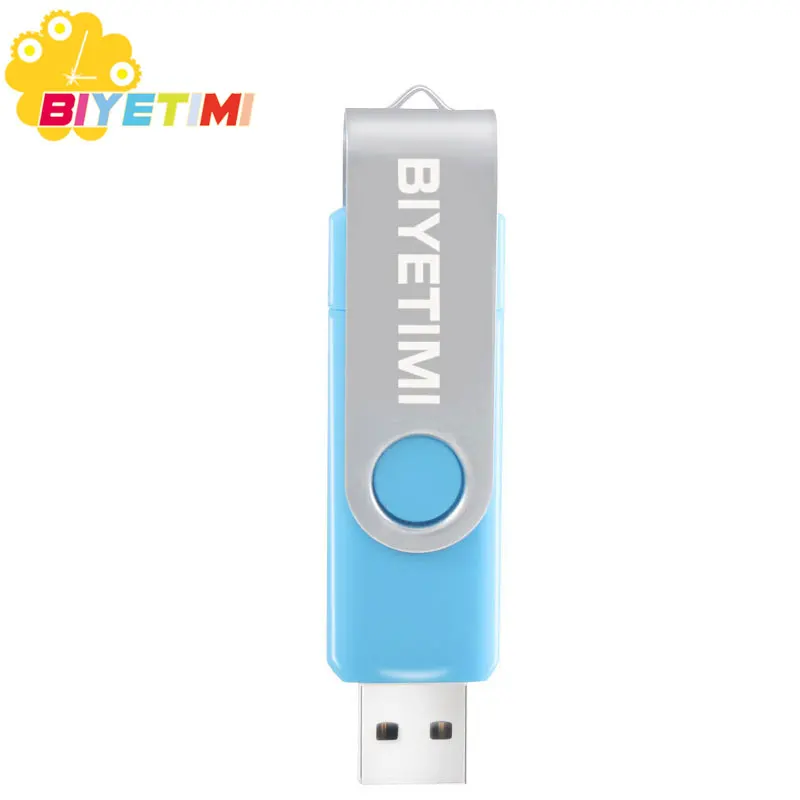 USB флеш-накопитель Biyetimi, 128 ГБ, 64 ГБ, OTG, для телефона на Android, флеш-накопитель, 32 ГБ, 8 ГБ, флешка, 16 ГБ, 4 Гб, otg, usb 2,0, USB флешка - Цвет: Azure