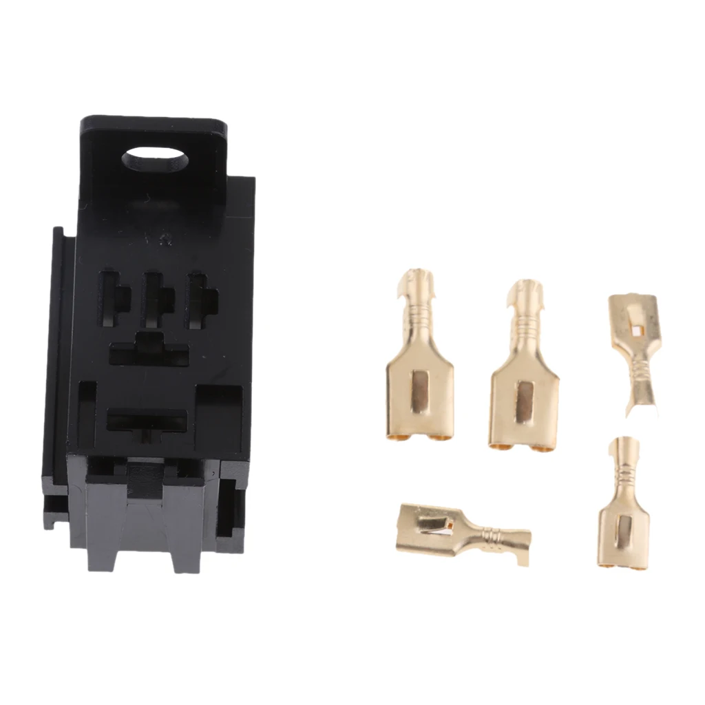 12V 5Pin 30Amp Auto Relay Socket Holder Mount Base With Terminals Brand New