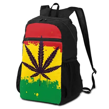 

OLN Folding Backpack Ultra Light Backpack Men Women portable Waterproof Hiking Backpack Marijuana With Hemp Leaf Of Rasta Flag