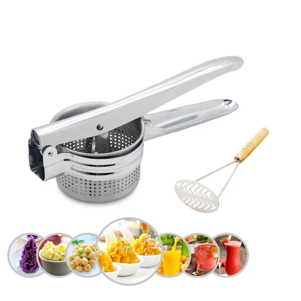 3 Shapes Potato Masher Ricer Press Mashed Potatoes Stainless Steel