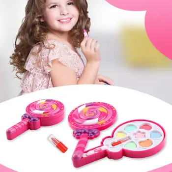 

Kids Girl Princess Makeup Cosmetic Suit Toys Box Lollipop Shaped Beauty Bag Pretend Play for Travel NEW