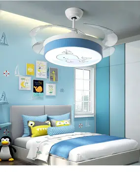 

Children's Modern Ceiling Fan LED Invisible Ceiling Fans Light Bedroom Ceiling Fan Lamp Cartoon Ceiling Fans with Lights