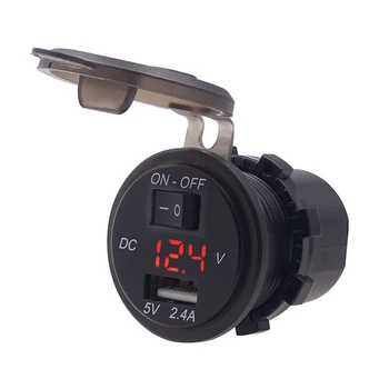 

Vehemo ON-OFF Switch Boat Voltmeter ATV Voltage Display Universal Voltage Meter Waterproof Motorcycles Modified