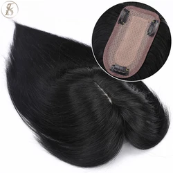 TESS Women Topper 7x12.5cm Hair Clips Hair Toppers Natural Hair Wigs 100% Human Hair For Women Silk Base Clip In Hair Extensions